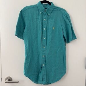 Vintage 1990s Ralph Lauren Teal Lightweight Button Up Down Shirt Size Large